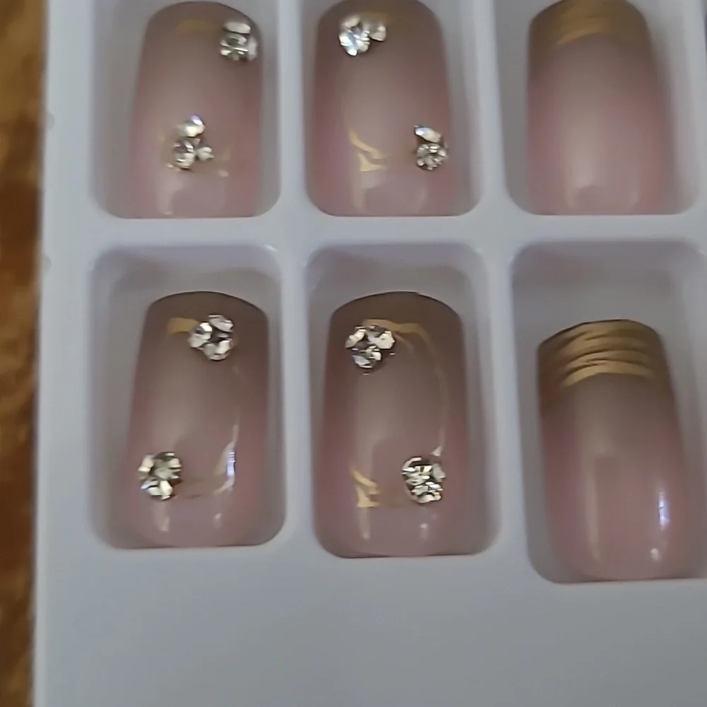 2/$16 Rhinestone French Manicure Press On Nails